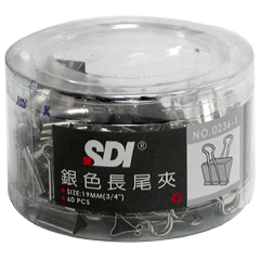 SDI 銀色長尾夾 0236T/19mm (60支/筒)