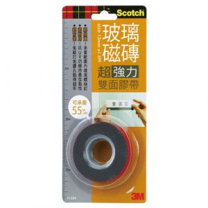 3M V1204 玻璃磁磚超強力雙面膠帶 12mm